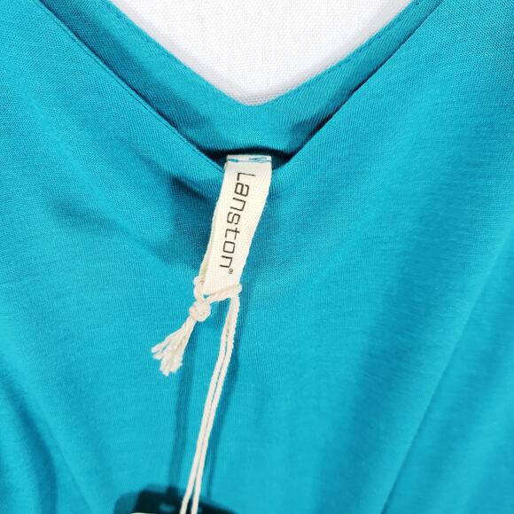 Lanston Tank Top Womens Small Bahamas Blue V Neck Spaghetti Strap Casual Shirt - Picture 4 of 6